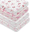 BBSET Baby Crib Sheets, Pink Bow and Stripe Pattern, 2 Pack