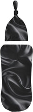 DDTKLSNV Set,Black Newborn Swaddle Blanket with Beanie Hat Silk Wrinkle Newborn Receiving Blankets Baby Swaddle Wrap