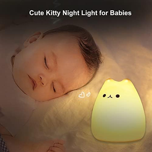 ZKLiLi Cute Cat Lamp, Night Light for Girls Bedroom, Kitty Lamp Birthday Gifts for Kids Baby Toddler Teen Portable