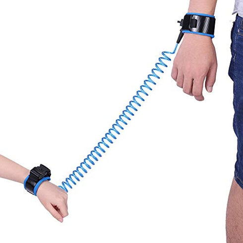 Anti Lost Wrist Link Safety Wrist Leash Loop with Key Lock for Toddlers, Kids, Baby 2.5M (Blue)