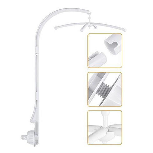 68cm White Crib Mobile Holder for Newborns and Infants, Universal Baby Crib Mobile Arm Bracket with ABS Material