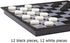 8x8 Checkers Draught Board Game - 64 Squares, 12 Black & 12 White Pieces, Extendable 9x9 Inch Board