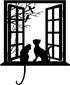 BIBITIME Tree Branch Fake Window Black Cats Wall Art Stickers - Vinyl Decals for Bedroom, Living Room & Nursery - 16.92