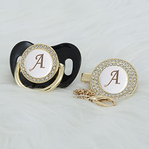 Set 26 11 All Handmade Bling Baby Pacifier and Clip Letters and Colors can Choose LA