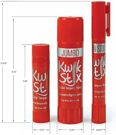 Kwik Stix Solid Tempera Paint Sticks, 6 Classic Colors, Washable, Non-Toxic, Quick Drying for Kids