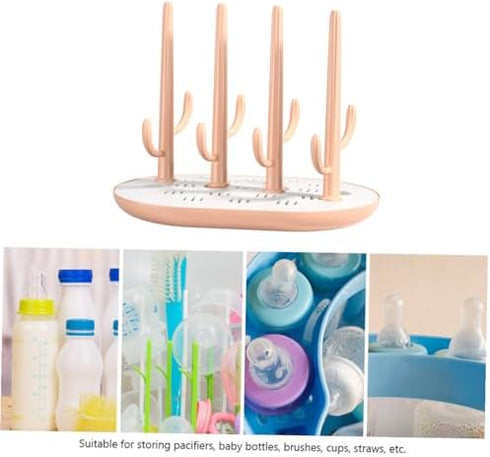 Generic Pink Bottle Drying Rack with Removable Tray Sturdy Plastic Drainer for Baby Bottles and Nipples.