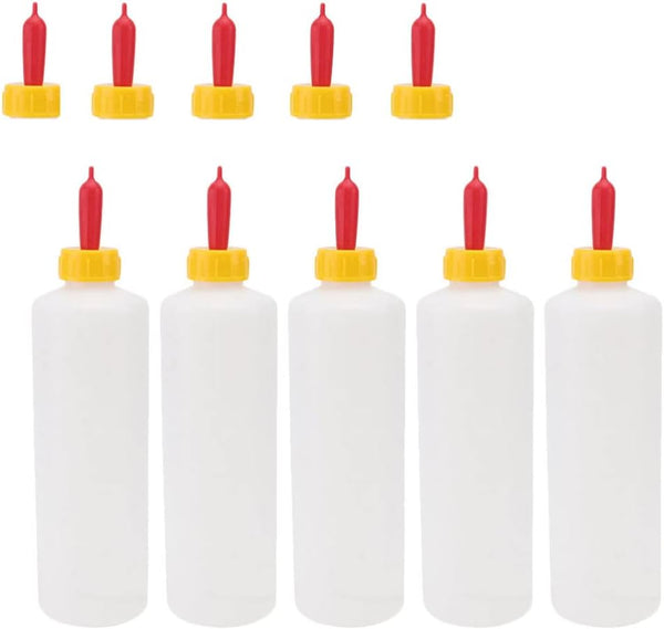 Goat Nipple and Bottles Set, 5 Sets Small Animal Milk Drink Pritchard Nipple for Goats, 400 ml Lamb Nursing Bottles