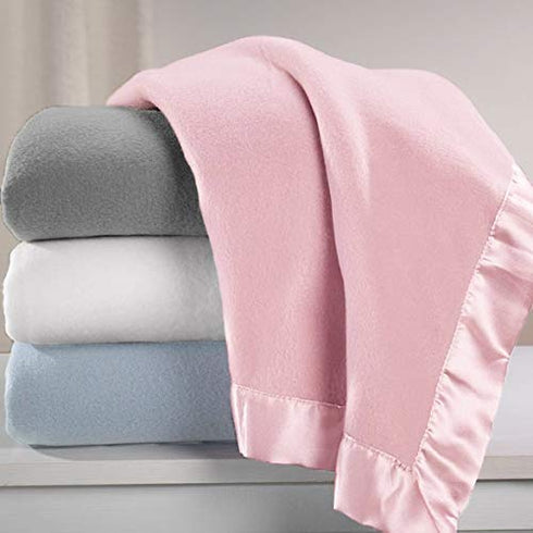 TL Care Fleece Blanket with Silk-Like Satin Trim, Soft Warm Cozy, Gray, 30" x 40", Perfect for Baby Carrier, Stroller,