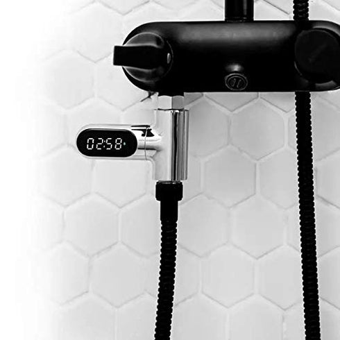 YUNQK Led Display Water Shower Thermometer Self-Generating Electric Power Monitor Temperature Smart Meter