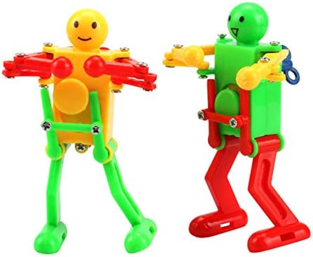 5 Pcs Funny Spring Wind-up Dancing Walking Robot Toy Playset for Kids, Robots Theme Party Activity Role Playing