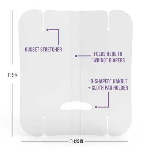 Cloth Diaper Sprayer Splatter Shield with Gusset Stretcher + Laundry Mitts, Ergonomic Design for Rinsing Cloth Diapers