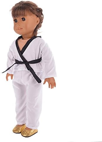 18 Inch Girl Doll Clothes White Karate/Tae Kwon Do Outfit, Includes Blouse, Pants and 5 Belts for 18inch Doll