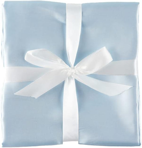 Heavens Cuddles Double Sided Pure Satin Baby Blanket (Light Blue) 48"x36"
