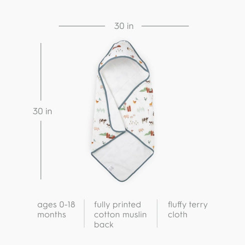 30 30 inches Soft & Absorbent Farmyard Infant Hooded Bath Towel - x