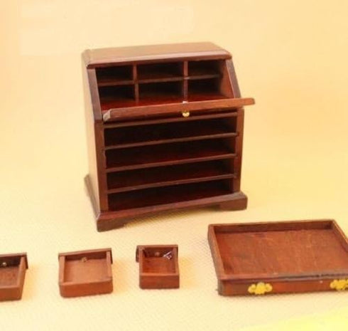 EatingBiting 1:12 Dollhouse Miniature Wooden Drawer Cabinet, Exquisite Handmade Doll Furniture Set