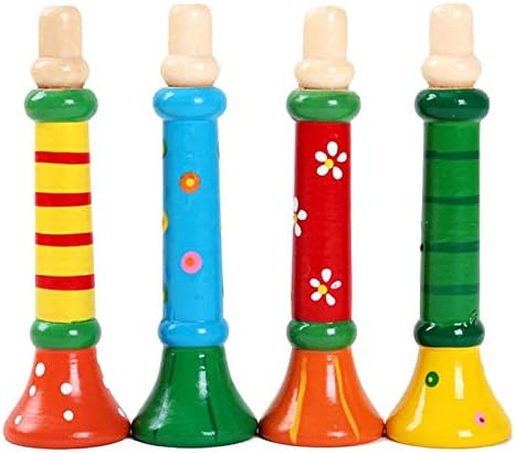 3Pcs Wood Musical Instrument Toys Small Buglet Wooden Vertical Whistle, Small Speakers Trumpet Toy for Children