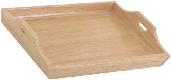 Toddmomy Dollhouse Miniature Tray - Wooden Serving Tray for Crafts, Dollhouse Accessories