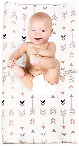 BROLEX 2 Pack Stretchy Changing Pad Covers Jersey Knit Changing Table Covers for Girls Boys,Pink & White Arrow