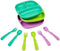 Re-play 3x3 Divided Toddler Plates and Utensils Set - Toddler Forks and