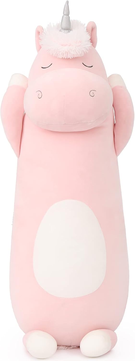 MorisMos 36.2" Unicorn Body Pillow, Large Hugging Pillow Stuffed Animal, Soft Plush Toy for Kids, Pink