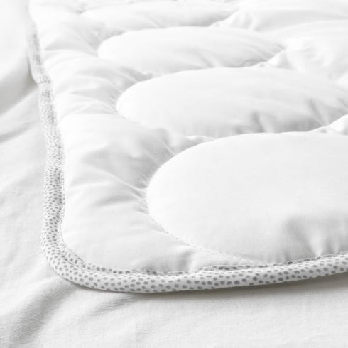 Generic 49 43 Inch Quilted Crib Duvet Insert White Comforter with Gray Trim Soft Breathable Lightweight All Season