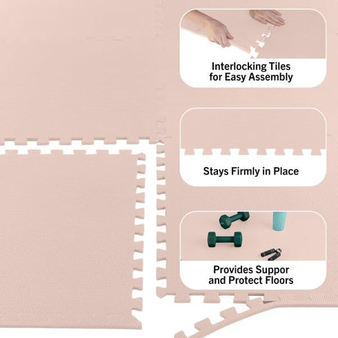 24sqft Foam Floor Tiles - Soft Nontoxic Baby Play Mat - Interlocking Puzzle Mat for Baby, Kids Playroom, or Home Gym