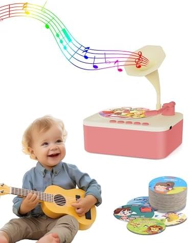 Kids Phonograph with 96 Colorful Cards Learning Sensory Toy Ideal Entertainment for