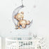 Teddy Bear Sleeping on The Moon and Stars Wall Stickers for Kids Baby Room, Interior Decoration Wall Decals