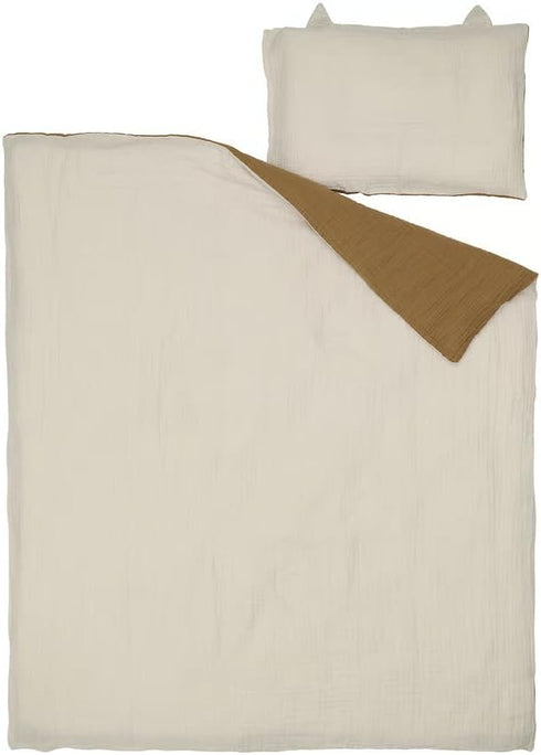 Generic 3-Piece Set 100% 27.5 52 Inches Crib Bedding Cotton Muslin, Duvet Cover with Zipper + Fitted Sheet + Pillowcase