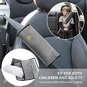 2PC, Gray Seat Belt Pillow for Kids Seatbelt Pillow for Child Travel, Seat Belt Pillow for Toddler Head Protector