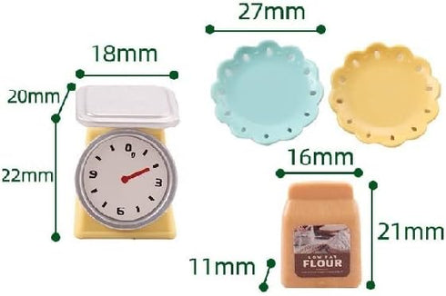 10PCS Set 1:12 Miniature Dollhouse Waffle Maker Toaster Scale Stand Mixer Flour Kitchen Decoration Modern Mini House