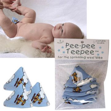 Peepee Teepee Baby Pee Shield, Airplane Design, 5 Pack