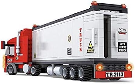 General Jim's Big Red Semi-Truck Building Blocks Vehicle | Compatible with Lego and Major Brick Brands