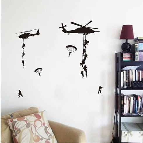 Army Wall Decors for Wall, Military Airplane Helicopter Vinyl Stickers for Teens Boys Bedroom Kids Room (TM-16).