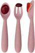 ezpz Happy Utensils for 24 Months+, BPA Free Toddler Fork, Spoon and Knife for Self-Feeding Development