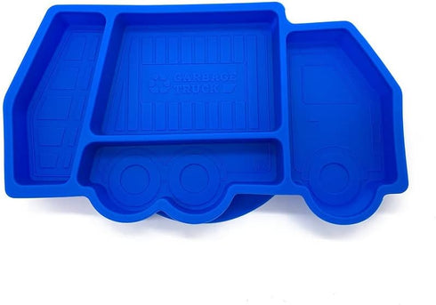 Garbage Truck Kids Plate Suction for Baby and Toddler, Divided Dinnerware Set, Blue