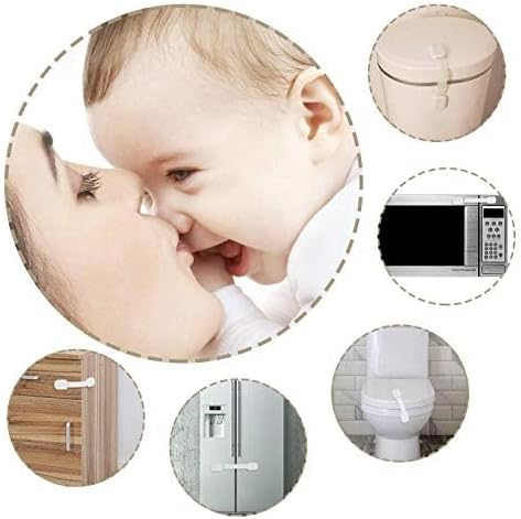 Child Proof Cabinet Locks - 4 Pack Baby Proofing with 3M Adhesives for Refrigerator, Oven, Cupboards
