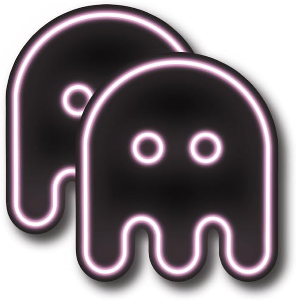 Pink Neon Ghost - Video Game Gamer Stickers: Premium Quality Vinyl Bumper Stickers 2-Pack | 5-Inch | Made in USA -