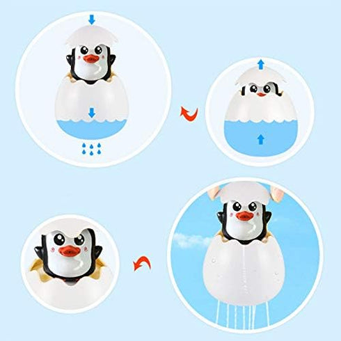 Happy & Sweet Set Baby Gift - Bamboo Viscose Hooded Penguin Bath Towel, Mitt Washcloth, and Squirt Bath Toy for Boys