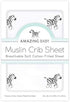 28x52x6 Inch (Pack 1) Amazing Baby Cotton Muslin Fitted Crib Sheet, Zebra, Soft Black