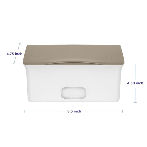 Ubbi 1 Pack 72 Baby Wipes Dispenser with Weighted Plate and Secure Seal, in Taupe + Fragrance-Free Baby Wipes Wipes