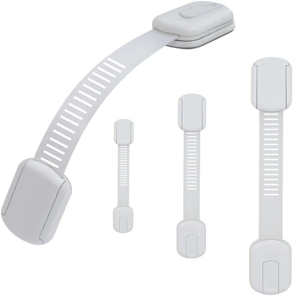 Child Proof Cabinet Locks - 4 Pack Baby Proofing with 3M Adhesives for Refrigerator, Oven, Cupboards