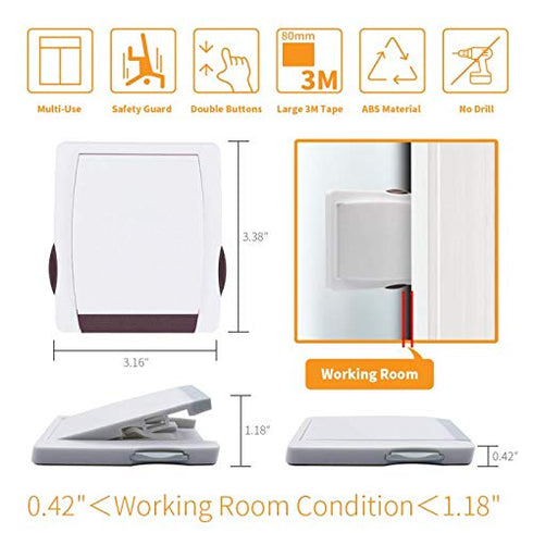 Goodv Child Proof Window Sliding Door Lock 2 Grey Packs for 0.42in to 1.18in - Baby Safety at Home