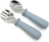 Toddler Utensils, Baby Spoons Self Feeding, Stainless Steel Silverware with BPA Free Silicone Easy Grip, Set of 2