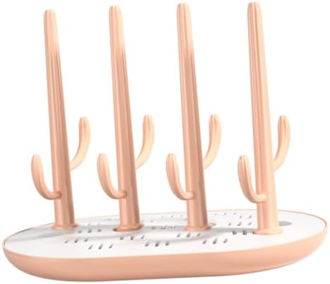 Generic Pink Bottle Drying Rack with Removable Tray Sturdy Plastic Drainer for Baby