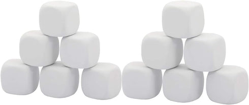 2.5 Inch White EVA Foam Dices, 12 PCS for Kids Graffiti, Building Blocks, Creative Painting Party Supplies
