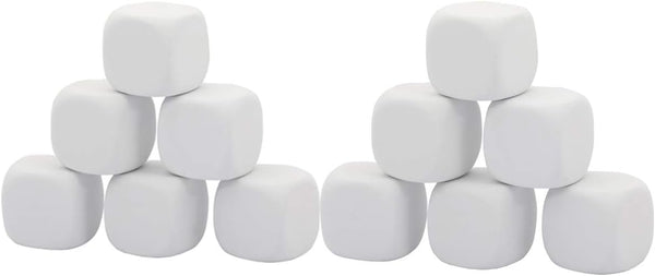 2.5 Inch White EVA Foam Dices, 12 PCS for Kids Graffiti, Building Blocks, Creative Painting Party Supplies