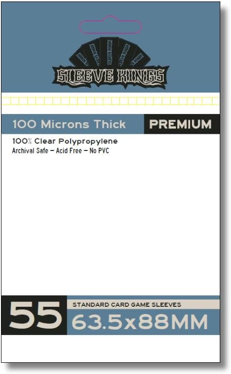 Sleeve Kings Standard Card Game Sleeves (63.5x88mm) 100 Microns, Pack of 55