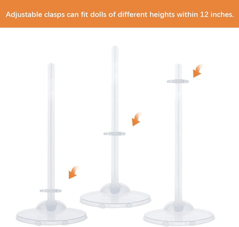 20PCS Doll Stand Display Holder with Adjustable Waist Clip for 11 to 13 Inch Tall Dolls