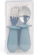 Ali+Oli Spoon & Fork Learning Set for Toddlers - Powder Blue, BPA Free, Ergonomic Design for Self Feeding